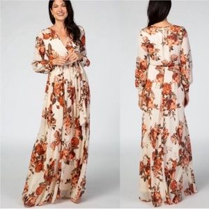 Baltic Born Lydia Faux Wrap Maxi Dress in Fall Floral Maternity Friendly XL